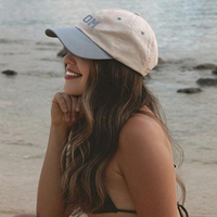 Casquette de baseball unisexe brodée 2 tons bleu blanc style européen, polyester/coton, casquette de plage sportive et formelle à 6 panneaux