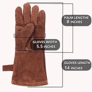 Best Quality Cowhide Split Leather Safety <b>Gloves</b> | Heavy Duty Home Use <b>Gloves</b> <b>Touchscreen</b> Compatibility Hook Loop Closure-BLACK - Product Image 2