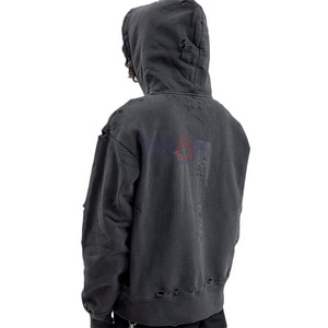 เสื้อฮู้ดดี้สตรีทแวร์ฤดูหนาว ผ้าฝ้ายเฟรนช์เทอร์รี่ 100% สกรีนโลโก้ตามสั่ง ทรงโอเวอร์ไซส์ ไหล่ตก สไตล์ดิสเทรส - Product Image 4