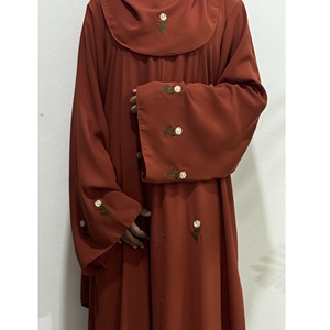 Ropa modesta musulmana tradicional Bellamente encaje negro Nida Abaya Dubai Jilbab Venta caliente Khimar Burka por WS International - Product Image 2