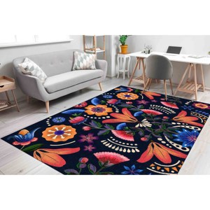 พรมลายดอกไม้แบบนามธรรม, พรมลายดอกไม้สีฟ้า, พรมลายดอกไม้, พรมปูพื้น, พรมทางเดิน, พรมขนนุ่ม - Product Image 2