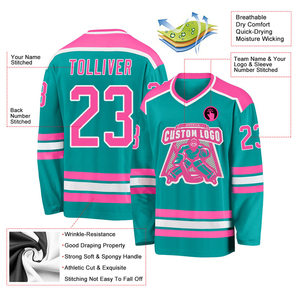 Camiseta de hockey sobre hielo de diseño personalizado de alta calidad, camisetas de hockey sobre hielo, desgaste de hockey, tarifa al por mayor, moda personalizada transpirable OEM - Product Image 4