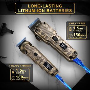 Kit de tondeuses et de coupe-cheveux sans fil pour barbier, avec lames en acier inoxydable, tondeuse à barbe étanche IPX7 - Product Image 2