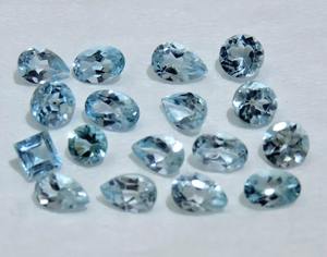 Lot de pierres précieuses naturelles d'aigue-marine facettées, bleu ciel, couleur eau de mer, pierres en vrac pour bijoux, tailles et formes variées, cirées/huileées, 1-2 carats, pour la création de bijoux - Product Image 2