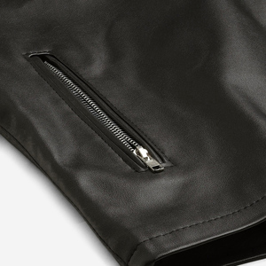 Vente en gros Dernière conception Veste d'hiver coupe ajustée pour hommes en cuir PU noir avec col montant et doublure matelassée - Product Image 5