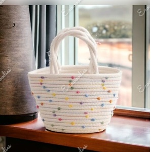 Bolso de playa de gran capacidad, bolso de hombro Vintage tejido hecho a mano, bolsos de cuerda de algodón de rafia, bolsos informales bohemios para vacaciones de verano - Product Image 5