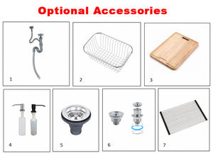 Évier de cuisine en acier inoxydable 201/304 à double compartiment 50/50 fabriqué à la machine, finition satinée/laquée avec égouttoir - Product Image 4