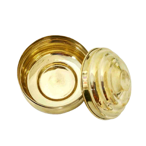 Brass And Copper Hammered Chapati <b>Box</b> <b>With</b> Shiny Gold <b>Lid</b> Superior Quality Kitchenware Roti Chapati <b>Box</b> - Product Image 2