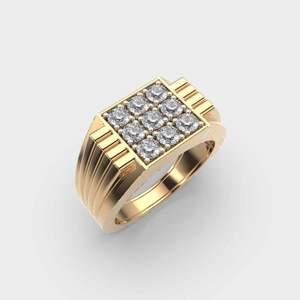 18K or torsadé laboratoire cultivé diamant épais bande grappe diamant bague de fiançailles bague de mariage hommes fantaisie saint valentin bijoux - Product Image 2