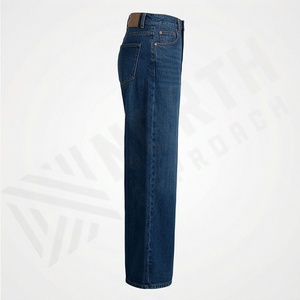 Jeans Casuales de Mezclilla para Mujer, Cintura Media, Corte Recto, Color Sólido, con Logotipo Personalizado, Premium, Transpirables, de Secado Rápido - Product Image 3