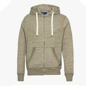 Sweat à capuche zippé décontracté pour homme pour l'hiver |   Sweat-shirt à capuche en coton 100% léger, tricoté, avec cordon de serrage et logo personnalisé - Product Image 1