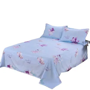 提供样品100% 棉床单和枕套大号床亚麻套装防过敏透气床单