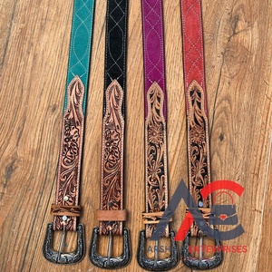 New Arrival Adjustable Fashion <b>Boot</b> Stitch Hand Tooled Suede Leather Belt for Men & Women Designer Famous Brand Cow Leather Belt - Product Image 1