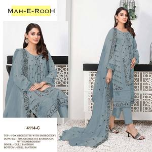 Nouvelle Collection Georgette Costume Pakistanais avec Broderie Salwar Kameez Costume pour Mariage et Fête - Product Image 3