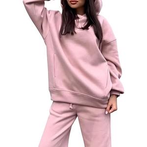 เสื้อกีฬาแขนยาวแบบสวมหัวมีฮู้ดสำหรับผู้หญิงชุดสูทผ้าฝ้ายขนแกะซับในลูกไม้แบบวินเทจ - Product Image 1