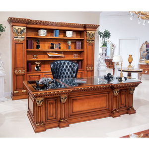 Cherry <b>Wood</b> Veneer Rectangular Executive <b>Desk</b> Brown and Black <b>Solid</b> Cherry Finish 1-Year Warranty - Product Image 2