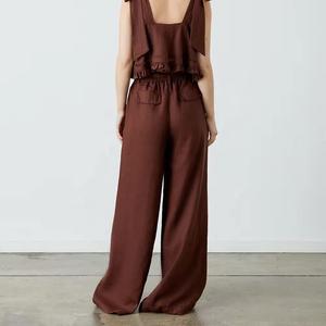 Jeans en denim de coton respirant personnalisés | pantalons baggy unis unisexes pour les tenues de rue et de voyage d'été - Product Image 2