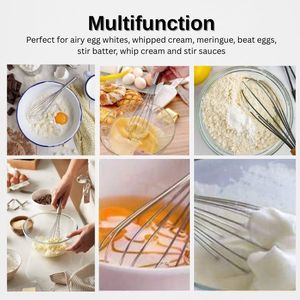 Vente en grande quantité d'ustensiles de cuisine Vente en gros Fouet manuel en acier inoxydable pour mélanger en remuant Logo personnalisé multi-tailles - Product Image 5
