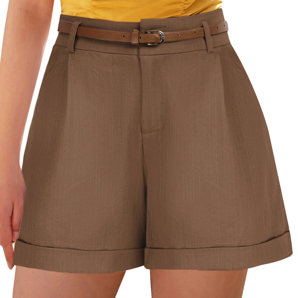 Shop OEM Women's Cotton Shorts - High Waist & Fold-up Leg