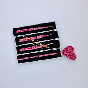 Pinzas para Pestañas GETUP BROSONS IMPEX Nuevas Personalizables de Acero Inoxidable con Recubrimiento Rosa Dólar y Agarre de Diamante con Espejo - Product Image 1