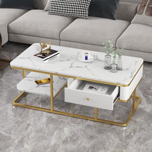 โต๊ะโซฟาสไตล์ร่วมสมัยพร้อมลิ้นชัก โครงสีบรอนซ์ทอง-TT68191 - Product Image 2