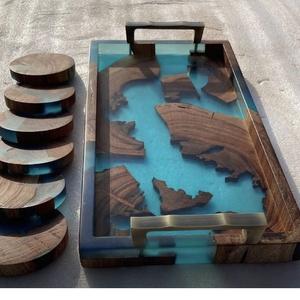 Bandeja de servicio de resina personalizada, diseño único para bebidas, aperitivos y decoración - Product Image 5