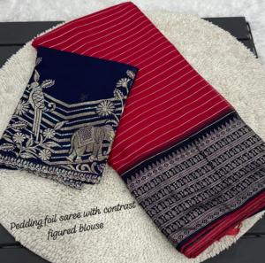 Ropa DE BODA atractiva de alta calidad Faux Georgette Saree con bordado Butta y borde de encaje Hermoso color verde claro - Product Image 5