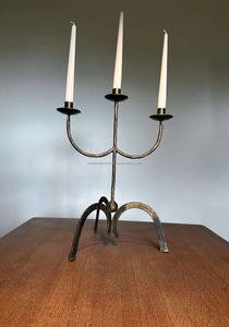 Candelabro de Metal de hierro forjado Vintage para tres velas elegante tipo de pie regalo de Navidad para el hogar - Product Image 2