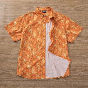 Custom Summer Hawaiian Beach Casual Short Sleeve Digital Printing Cotton Men Button Down Hawaiian Shirts For Men