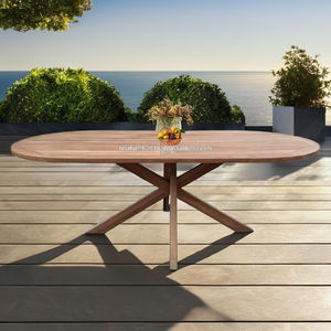 Table à manger ovale en teck moderne de haute qualité, mobilier de jardin en bois massif pour hôtel, villa, complexe hôtelier - Product Image 4