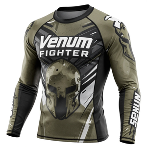 เสื้อรัดกล้ามเนื้อแขนยาว Venum Fighter Rash Guard ลายพิมพ์แบบ Sublimation แห้งเร็ว สำหรับเล่นกีฬา - Product Image 2