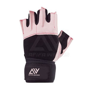 Guantes de gimnasio de cuero de alta calidad con soporte de muñeca para hombres y mujeres hechos en Pakistán para entrenamiento - Product Image 3