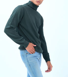 Couleur unie, logo personnalisé, tricots à manches longues à la mode pour hommes pull à col roulé en tricot à col haut pour hommes au prix le plus bas - Product Image 3