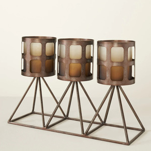 Venta caliente decoración del hogar Color negro mate maravillosa forma Triangular hierro y soporte de luz en T con Base hecha a mano - Product Image 6