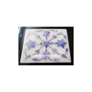 Dernière conception et meilleure qualité incrustation de marbre blanc nacre bleue boîte à bijoux en forme de rectangle pour les cadeaux boîte à usage - Product Image 1