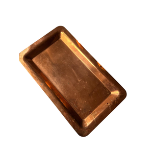 Plateau en cuivre antique fini métallique rectangulaire, plateau de service vintage pour la cuisine et l'hôtel, plat en cuivre décoratif - Product Image 1