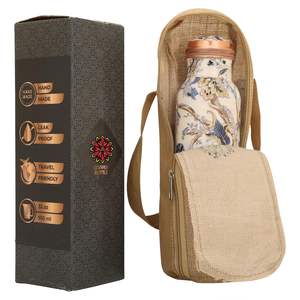 Bouteilles en cuivre étanches Meenakari 950 ml, cuivre pur, design artistique traditionnel, bouteille de bien-être quotidien - Product Image 6