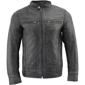 Venta caliente Chaquetas de hombre de talla grande personalizadas Nueva moda Chaqueta de cuero negro para hombre Chaqueta de cuero genuino de alta calidad - Product Image 1