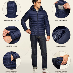 Vestes d'hiver unies et chaudes pour hommes 2025 Dernière mode décontractée Slim Fit couleur personnalisée Veste à capuche pour hommes - Product Image 6
