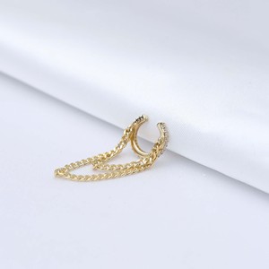 Chain Design CZ Stone Shape <b>Cartilage</b> Earrings Turkish Wholesale 925 Sterling Silver Jewelry - Product Image 5