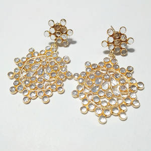 Boucles d'oreilles fantaisie en argent 925 plaqué or avec zircon CZ, faites à la main, bijoux pour femmes pour anniversaire, fiançailles, fête, tenue de soirée - Product Image 5