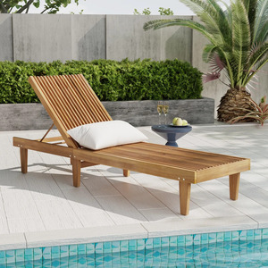 Tumbona Plegable Moderna de Madera de Teca Flaneta con Respaldo de Espiga y Reclinación Manual para Uso en Exteriores/Parques - Product Image 1