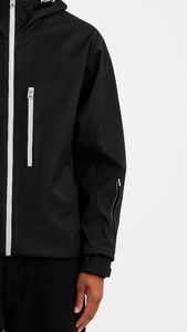 Veste coupe-vent à capuche pour homme, style streetwear d'hiver, avec logo sur le devant, 100% polyester/nylon, haute qualité, séchage rapide, respirante - Product Image 3