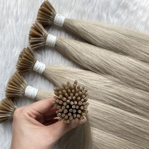 LUJO BLANCO RUBIO PELO RUSO K U I V PUNTA PLANA QUERATINA COLORES DE CALIDAD PREMIUM TONOS EXTENSIONES DE CABELLO HUMANO ESLAVICO PARA SALÓN - Product Image 2