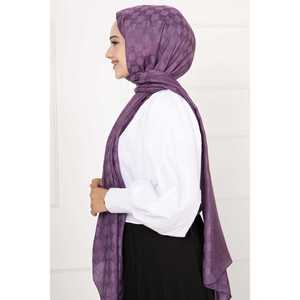 Hijab à motif à carreaux lilas, voile et masque de protection solaire - Product Image 3