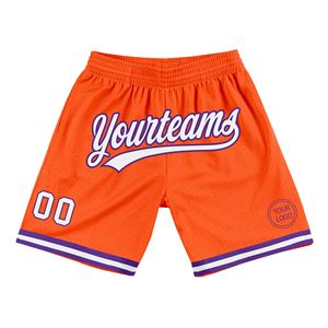 Industrie Direct Engro Sportswear Custom Orange White-Purple Authentic Throwback Basketball Shorts Pantalones cortos de baloncesto sólidos - Product Image 1