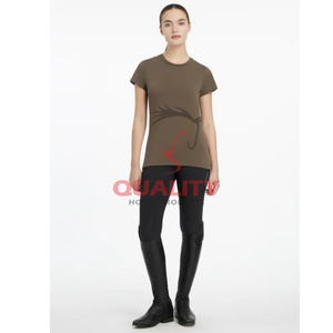 Femmes 2025 chemise équestre respirante légère été haut d'équitation évacuant l'humidité tissu extensible hauts athlétiques - Product Image 2