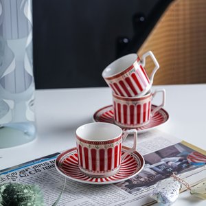 Set di tazze da caffè con motivo a londra 6 persone-rosso