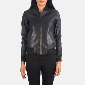 Veste bomber en cuir d'agneau italien de haute qualité pour femmes, cuir véritable avec poches, respirante, veste en cuir véritable pour femmes - Product Image 2