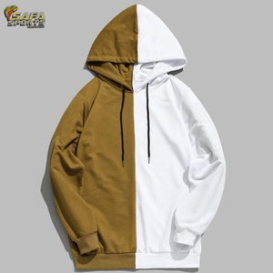 2022 Sudadera con capucha de gran tamaño de alta calidad para hombre logotipo personalizado bordado Patchwork diseño Casual algodón liso teñido sudadera - Product Image 3